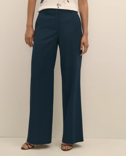 Wool Blend Hopsack Wide-Leg Pants, image 2