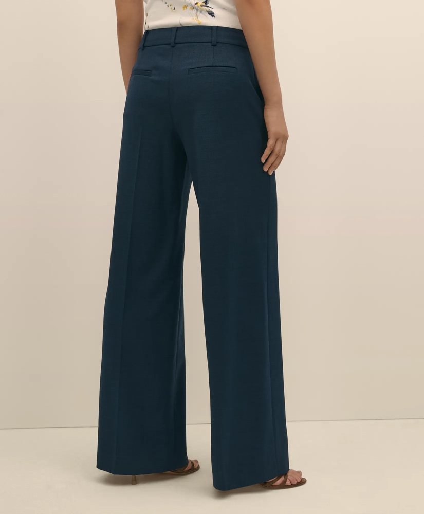 Wool Blend Hopsack Wide-Leg Pants, image 3
