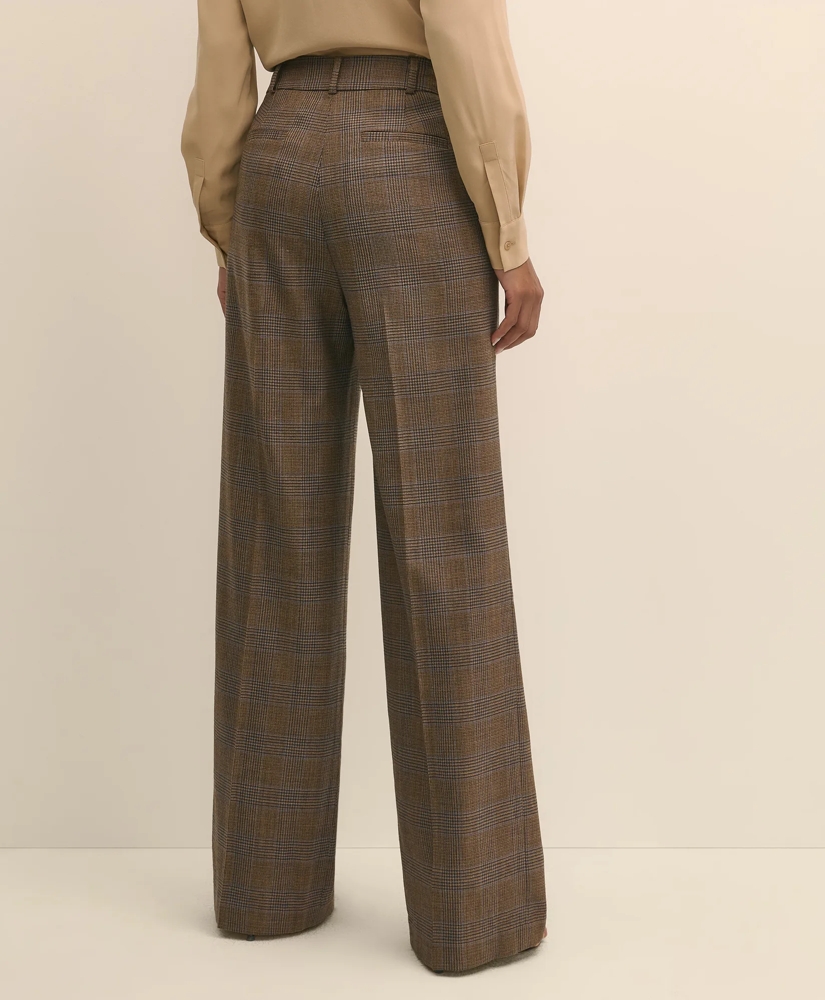 Wool Prince of Wales Plaid Wide-Leg Pants, image 3