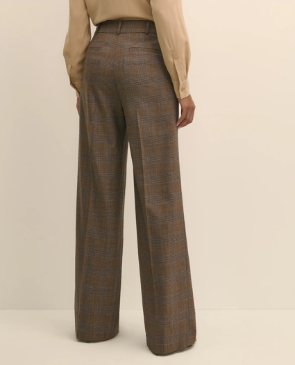 Wool Prince of Wales Plaid Wide-Leg Pants, image 3