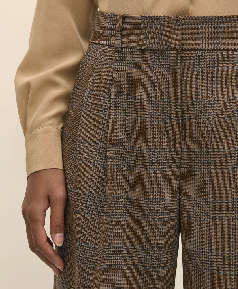 Wool Prince of Wales Plaid Wide-Leg Pants, image 4