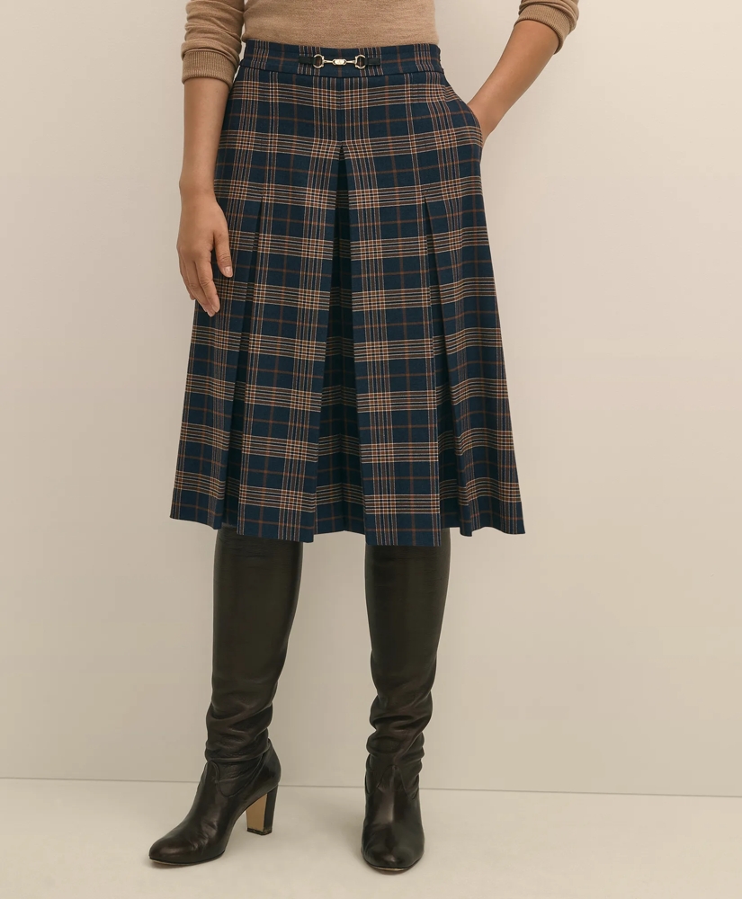 Twill Pleated Plaid Culottes, image 2