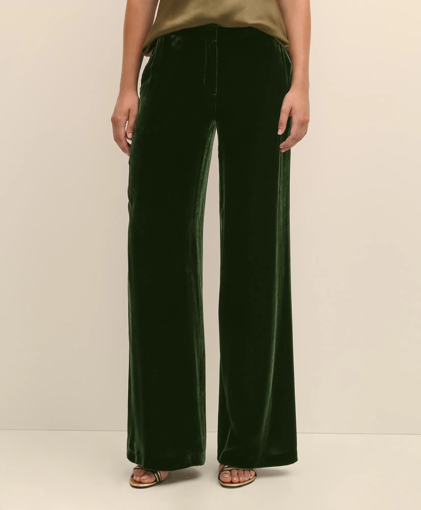 Silk Blend Drapey Velvet Wide-Leg Trouser, image 2