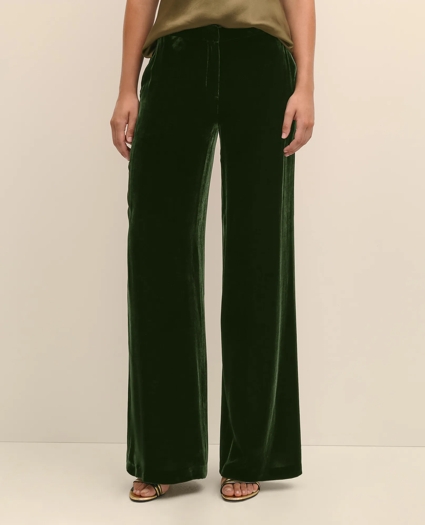 Silk Blend Drapey Velvet Wide-Leg Trouser, image 2