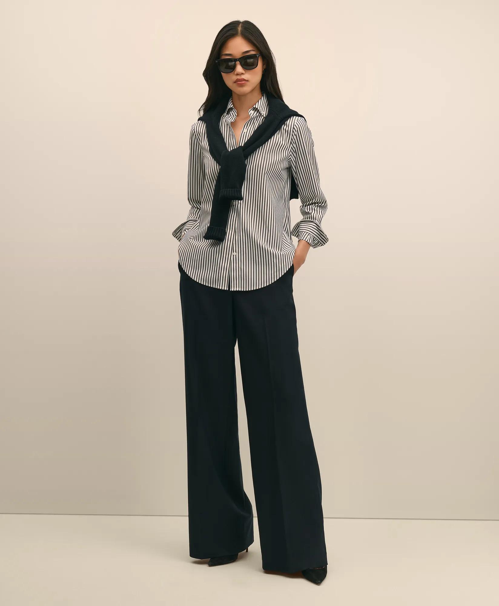 Wool Flannel High Waisted Wide-Leg Pant, image 1