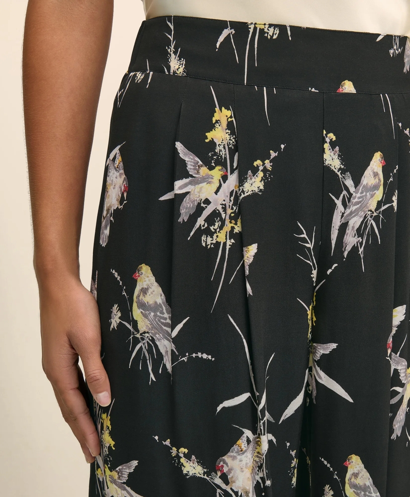 Easy Fit, Elastic Back Wide-Leg Soft Bird Print Pants, image 4