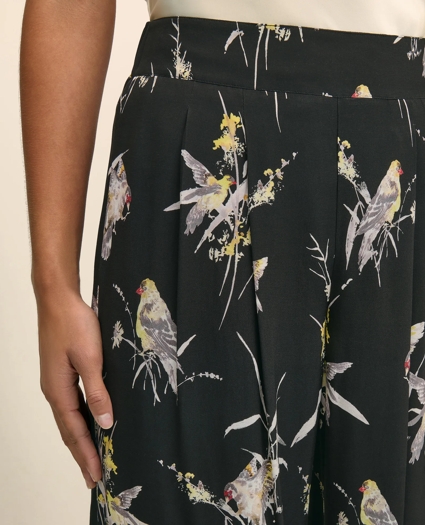 Easy Fit, Elastic Back Wide-Leg Soft Bird Print Pants, image 4
