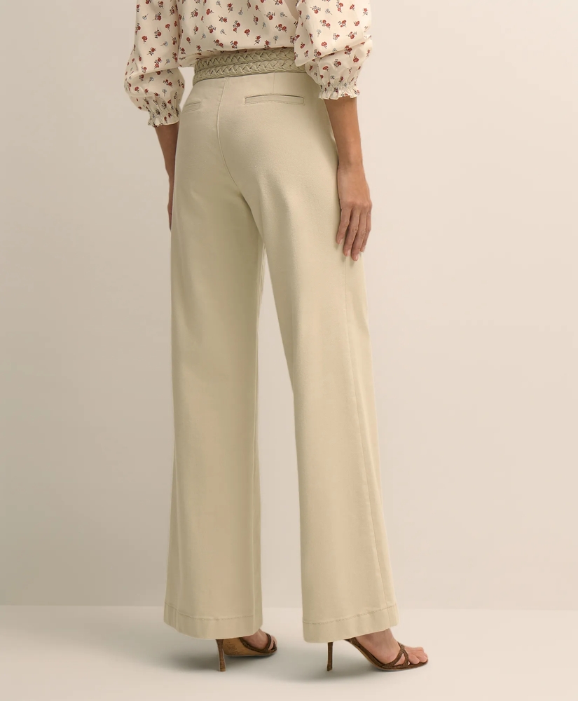 Cotton Twill Braided-Detail Wide-Leg Pants, image 3