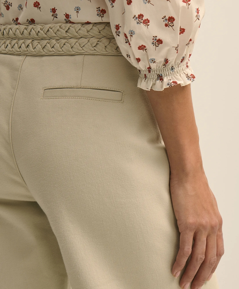 Cotton Twill Braided-Detail Wide-Leg Pants, image 4