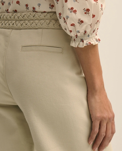 Cotton Twill Braided-Detail Wide-Leg Pants, image 4