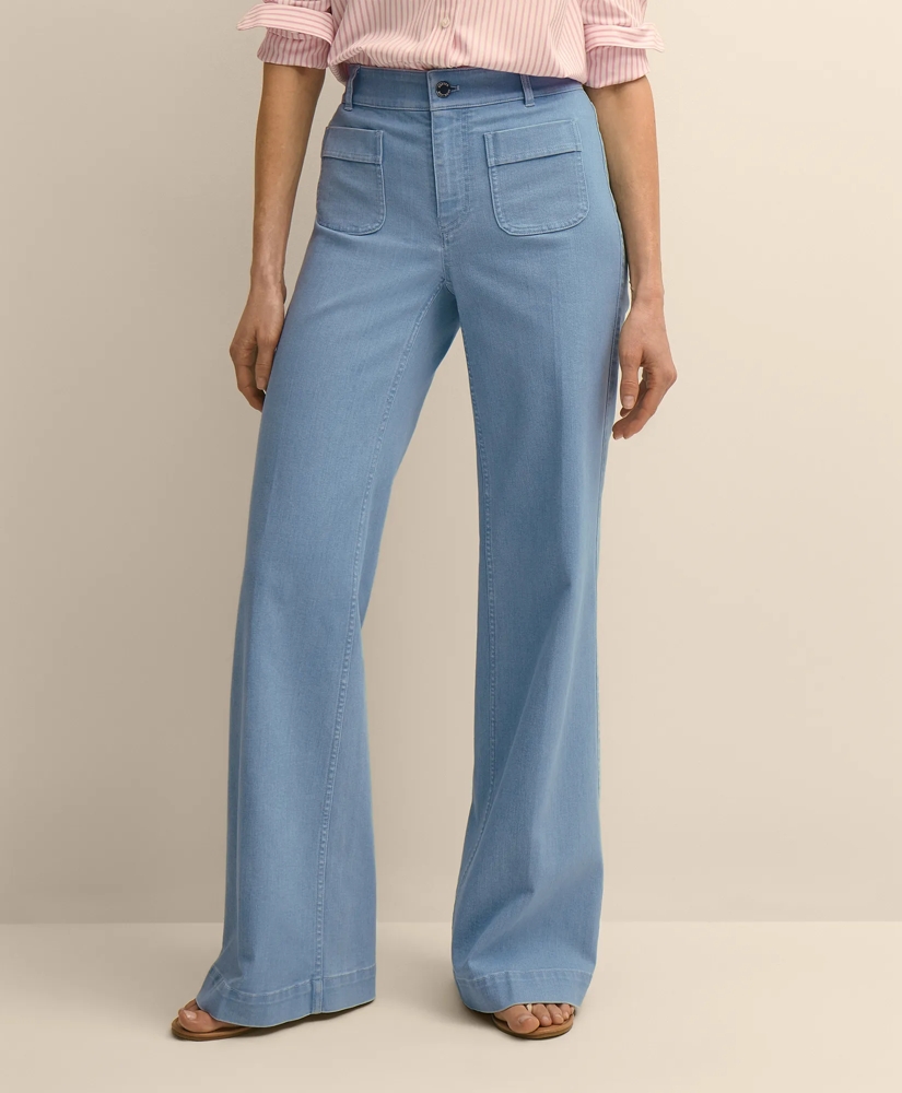 Cotton-Blend Patch Pocket Flare Jeans, image 3