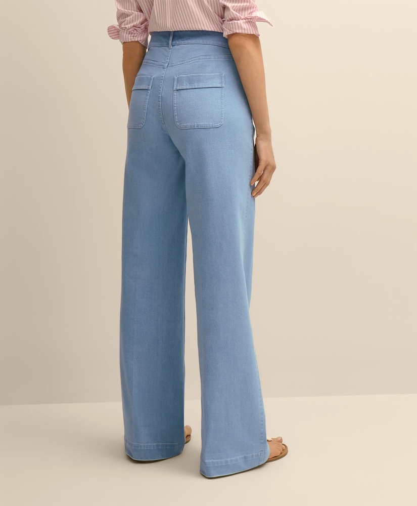 Cotton-Blend Patch Pocket Flare Jeans, image 4