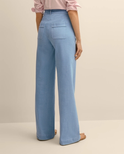 Cotton-Blend Patch Pocket Flare Jeans, image 4