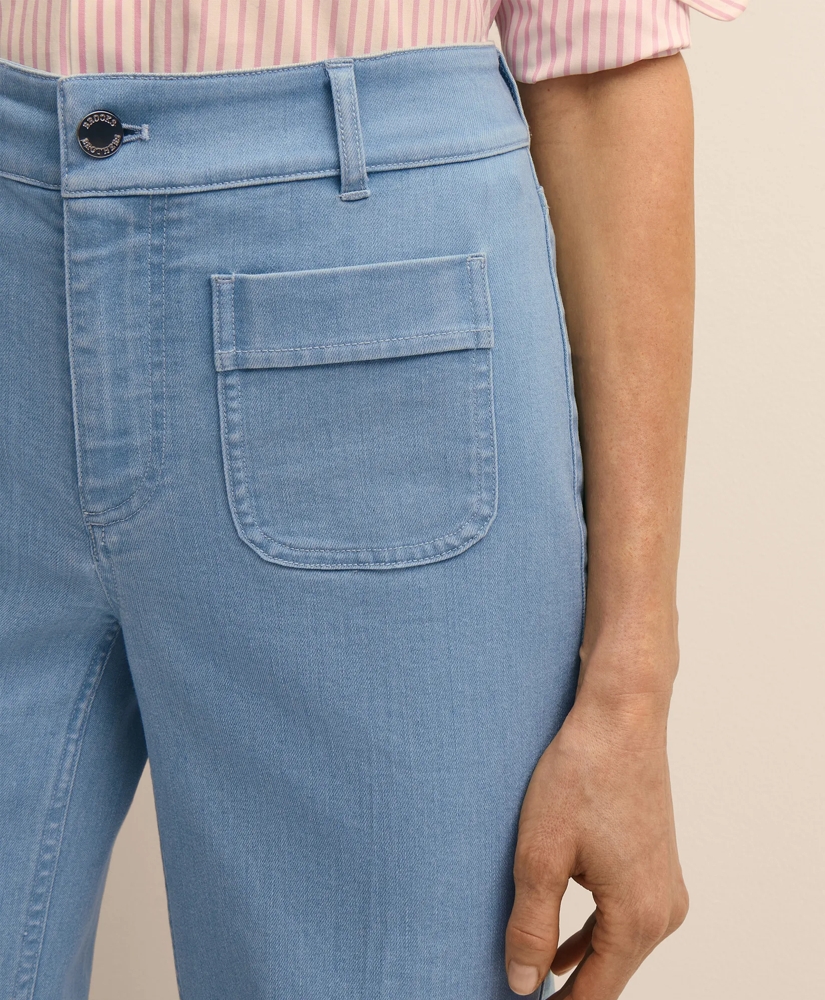 Cotton-Blend Patch Pocket Flare Jeans, image 5