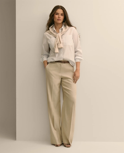 Linen-Blend Wide-Leg Pants, image 1