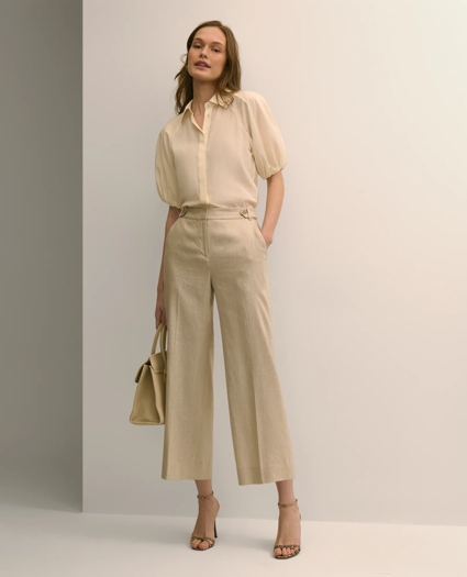 Linen-Blend Waist-Tab Wide-Leg Pants, image 1