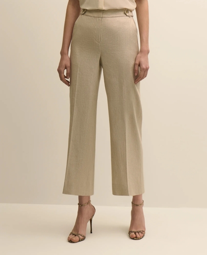Linen-Blend Waist-Tab Wide-Leg Pants, image 2