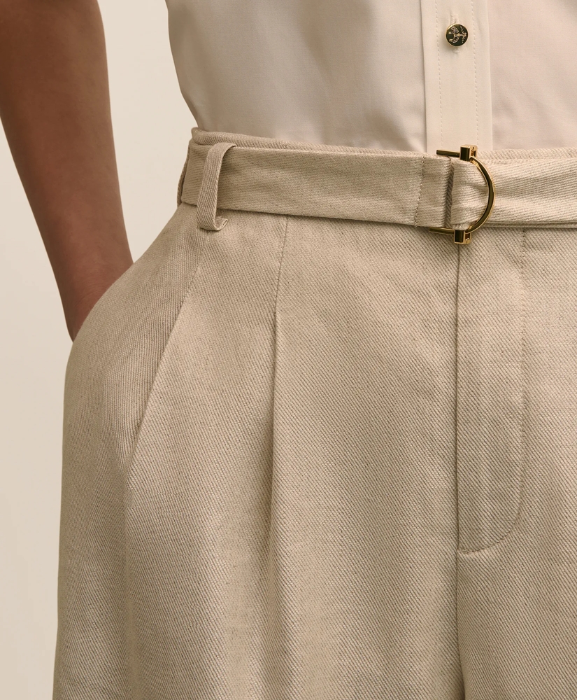 Linen Blend Belted Flounce Shorts, image 4
