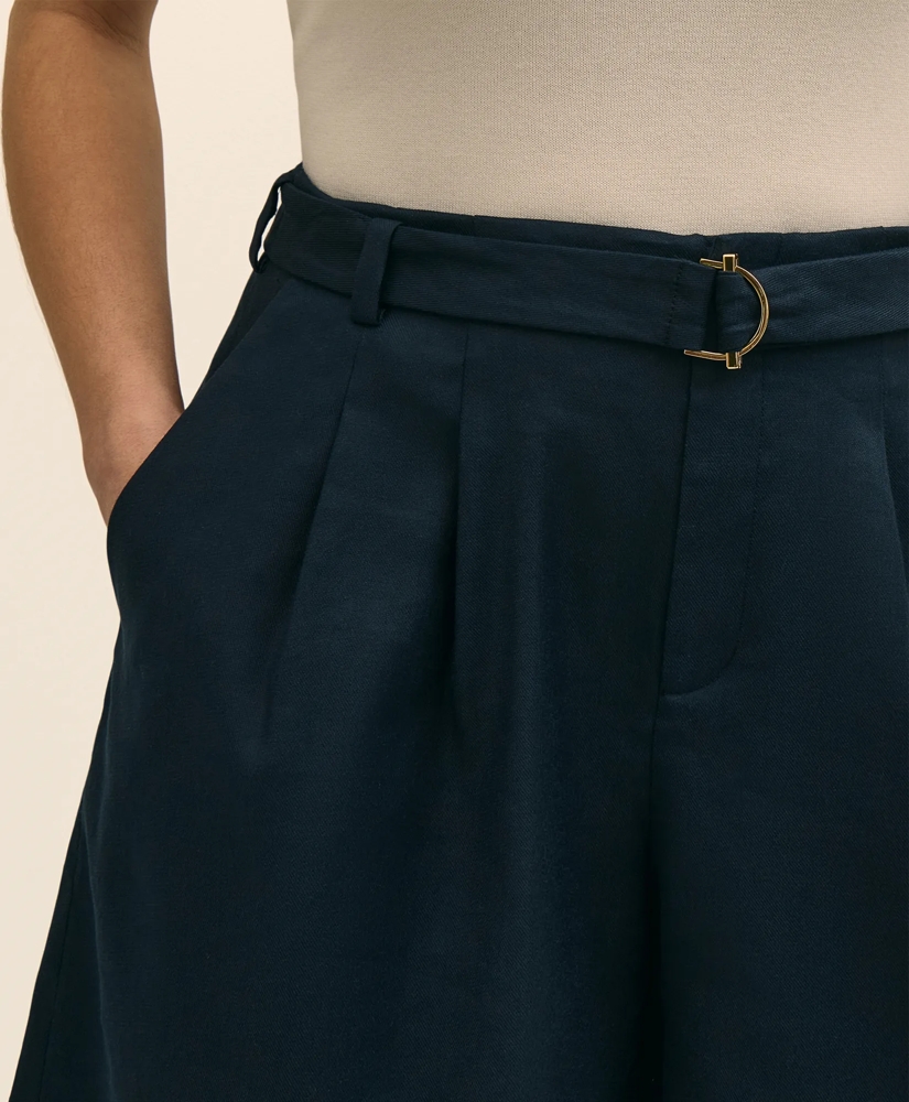 Linen Blend Belted Flounce Shorts, image 3