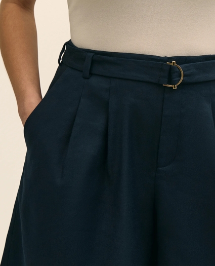 Linen Blend Belted Flounce Shorts, image 3