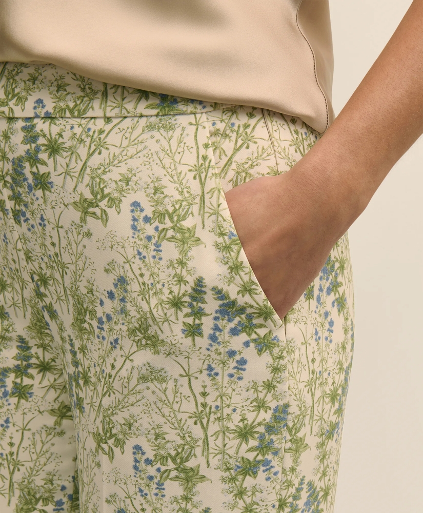 Crepe Botanical Print Wide-Leg Pants, image 3
