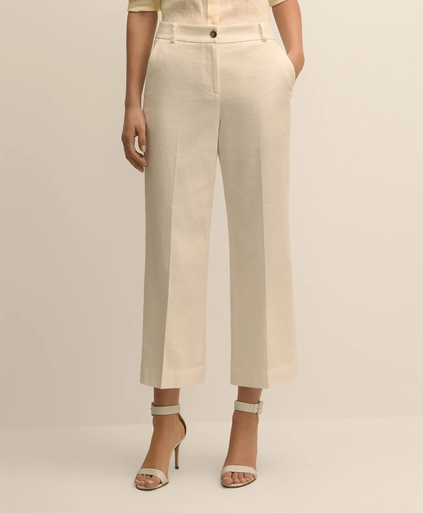 Cotton Dobby Cropped Wide-Leg Pants, image 2