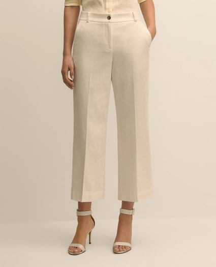 Cotton Dobby Cropped Wide-Leg Pants, image 2