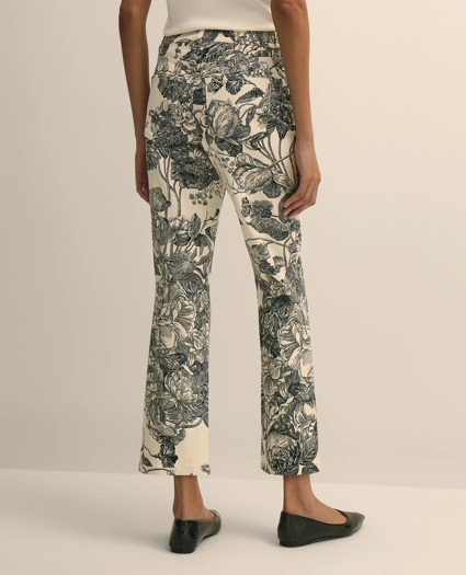 Cotton Floral Cropped Kick Flare Jeans, image 4