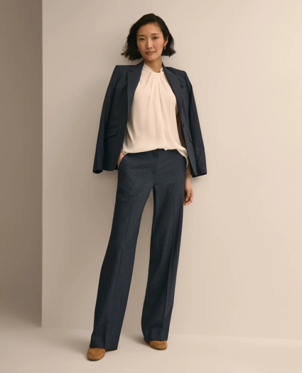 Wool Blend Birdseye Wide-Leg Pants, image 1