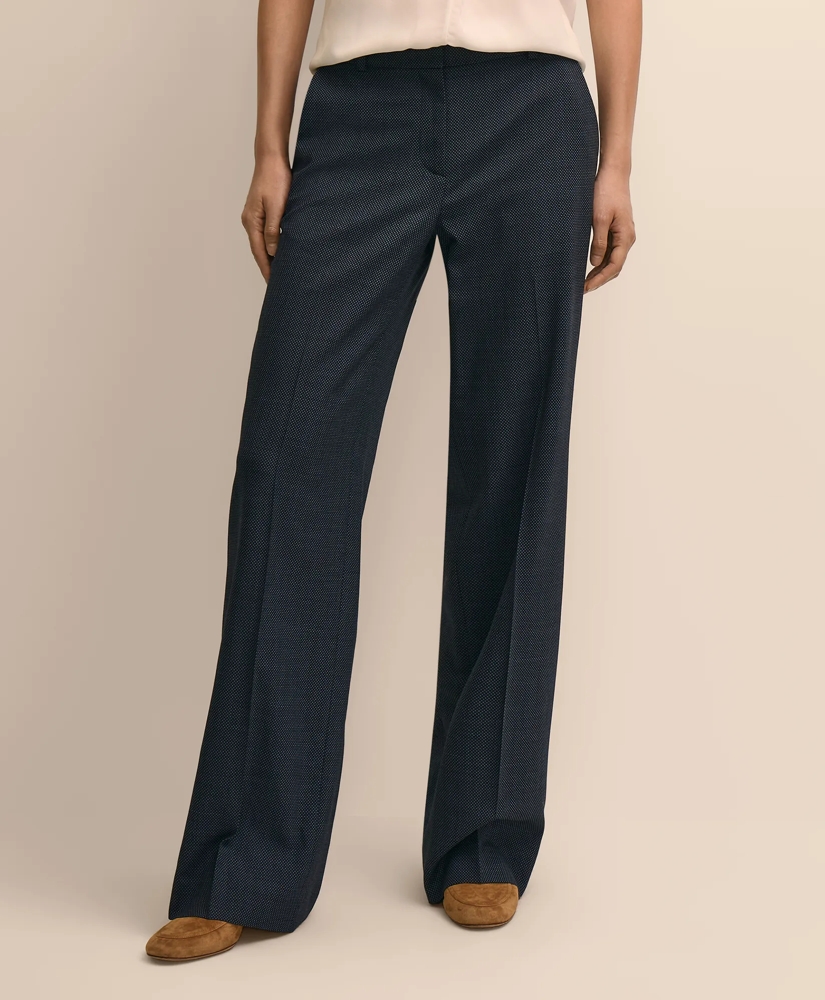 Wool Blend Birdseye Wide-Leg Pants, image 2