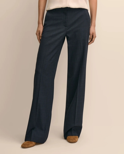 Wool Blend Birdseye Wide-Leg Pants, image 2