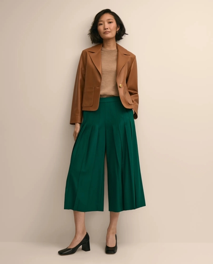 Wool-Blend Pleated Culottes, image 1