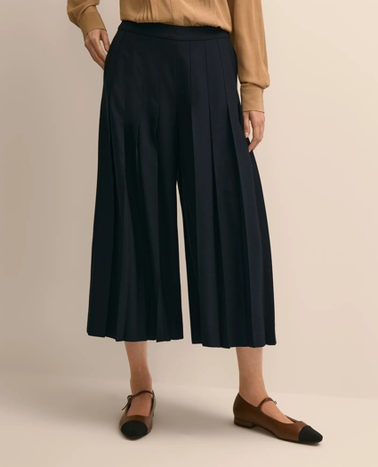 Wool-Blend Pleated Culottes, image 2