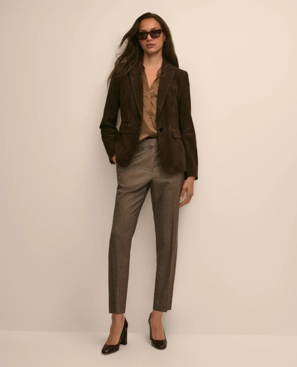 Wool Blend Houndstooth Slim Pants, image 1