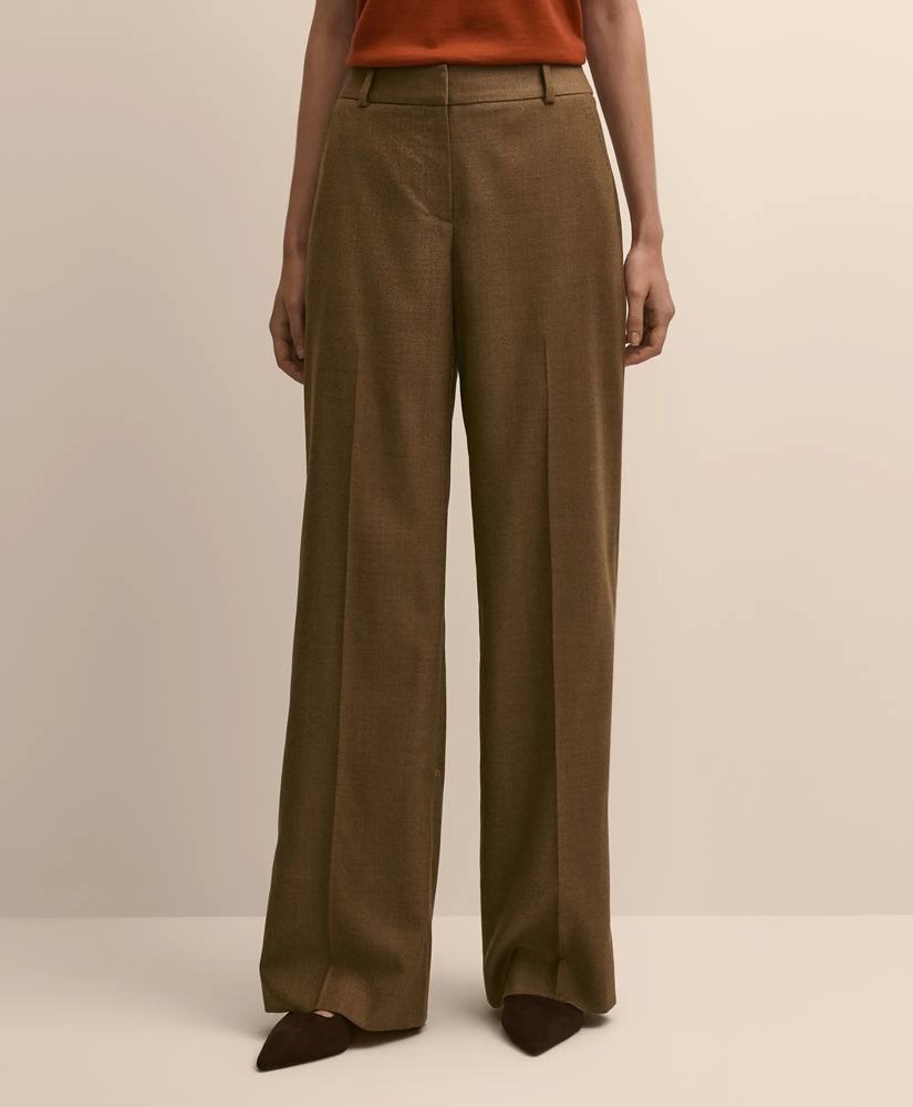 Wool Blend Herringbone Wide-Leg Pants, image 2