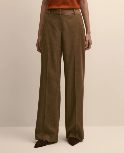 Wool Blend Herringbone Wide-Leg Pants, image 2