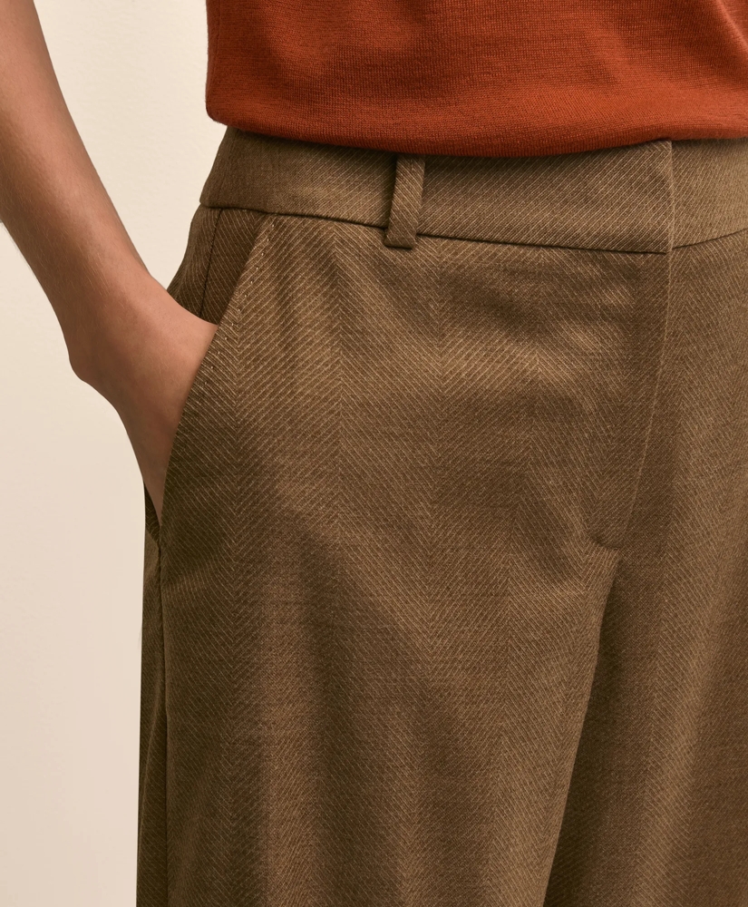 Wool Blend Herringbone Wide-Leg Pants, image 3