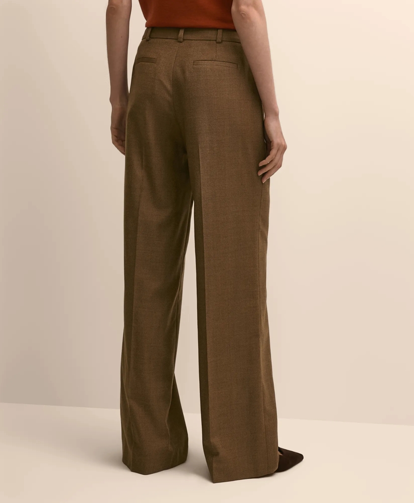 Wool Blend Herringbone Wide-Leg Pants, image 4