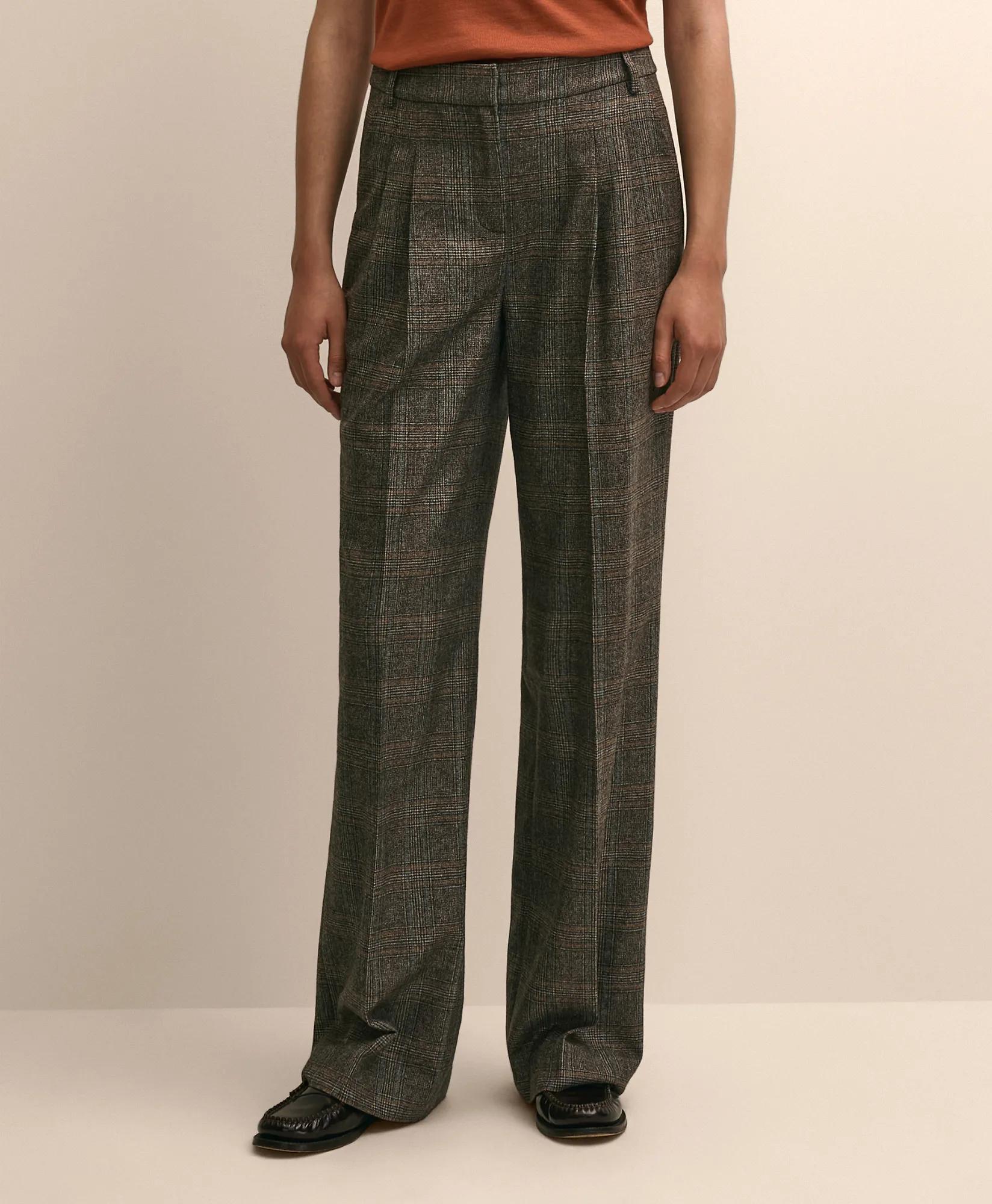 Wool Plaid Wide-Leg Pants, image 2
