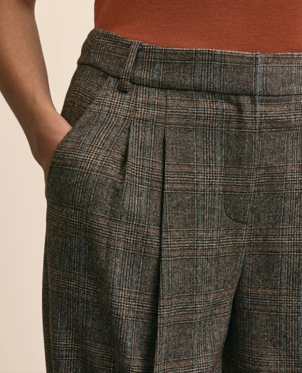 Wool Plaid Wide-Leg Pants, image 3