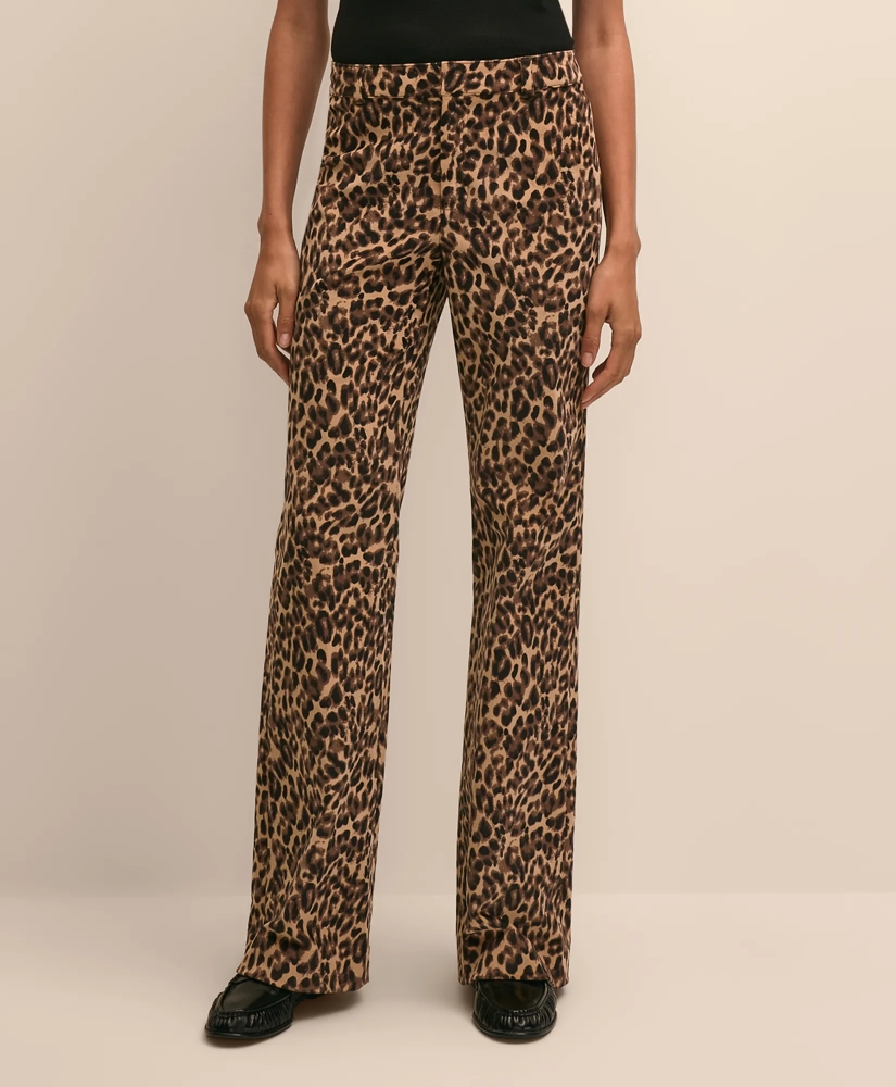 Cotton Blend Corduroy Leopard-Motif Flare Pants, image 2