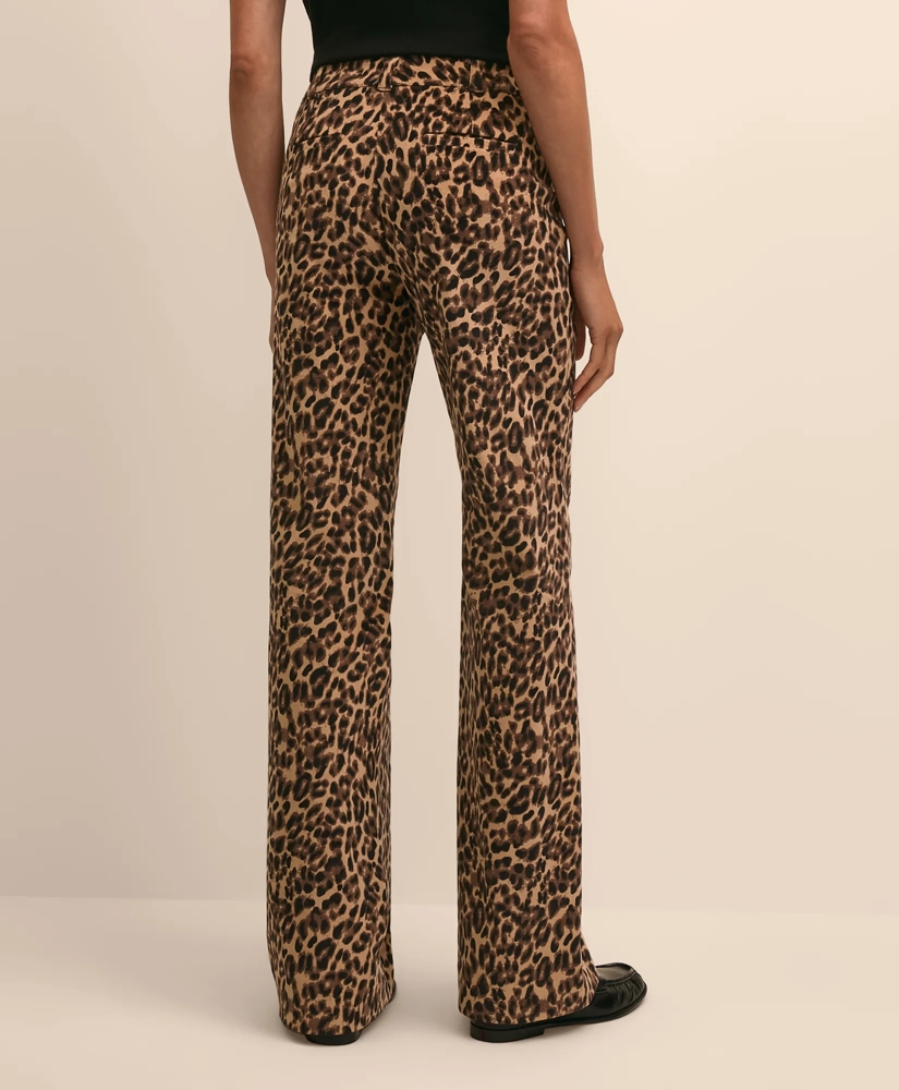 Cotton Blend Corduroy Leopard-Motif Flare Pants, image 4