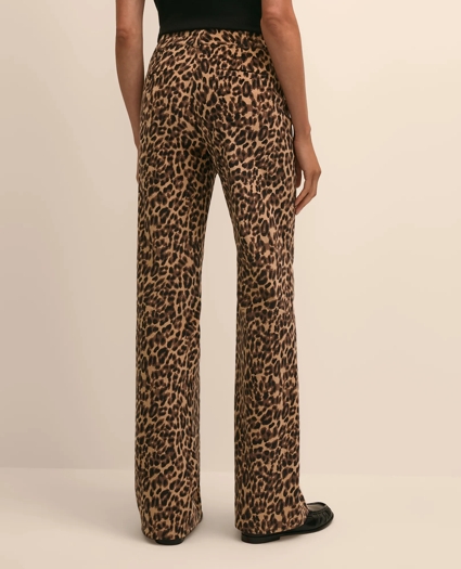 Cotton Blend Corduroy Leopard-Motif Flare Pants, image 4