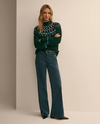 Cotton Blend Corduroy Flare Pants, image 1