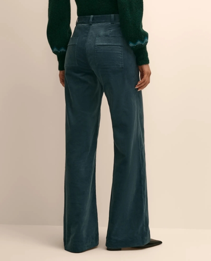 Cotton Blend Corduroy Flare Pants, image 3