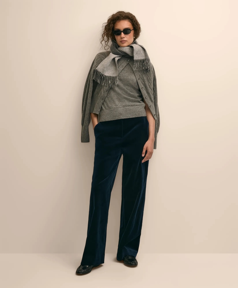 Silk Blend Wide-Leg Velvet Dress Pants, image 1