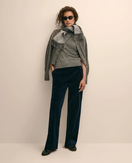 Silk Blend Wide-Leg Velvet Dress Pants, image 1