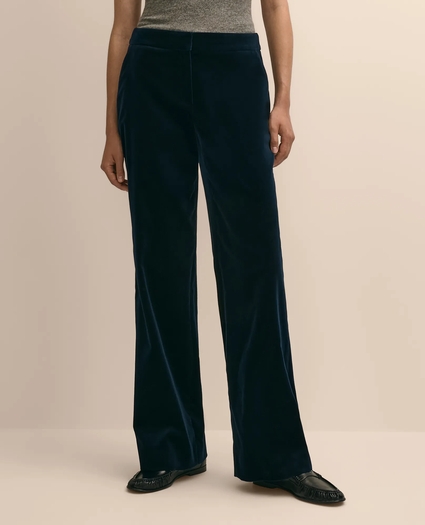 Silk Blend Wide-Leg Velvet Dress Pants, image 2