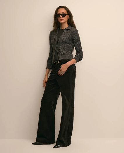 Cotton Velvet Tuxedo-Stripe Flare Pants, image 1