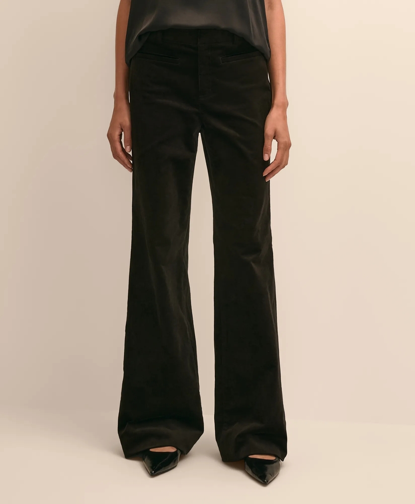 Cotton Velvet Tuxedo-Stripe Flare Pants, image 2